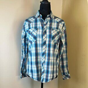 Roper Ladies XL Western Style Pearl Snap Plaid Shirt Cowgirl Rodeo Work Wear